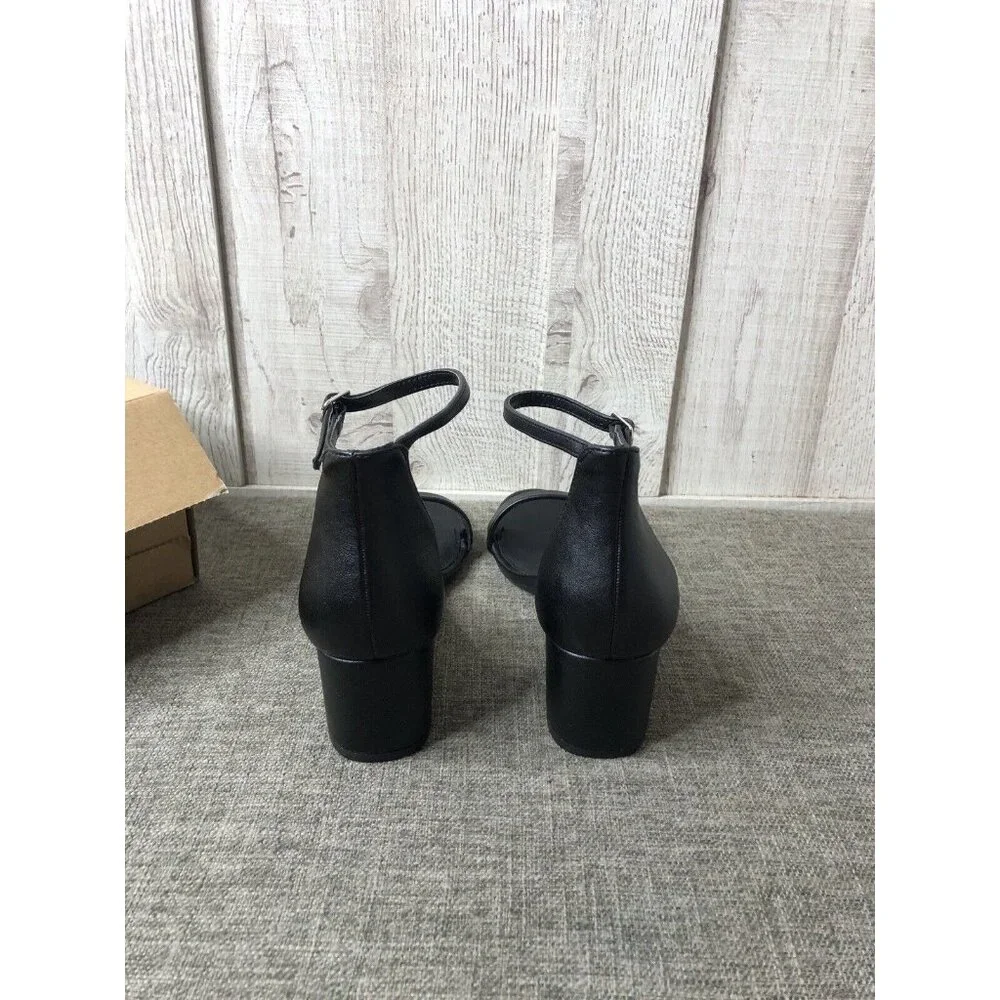 Womens Essentials Shoes Size 8.5 Black Heels Dress Sandals Open Toe Summer - Picture 3 of 8
